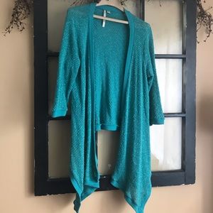 LC Lauren Conrad high/low teal green cardigan